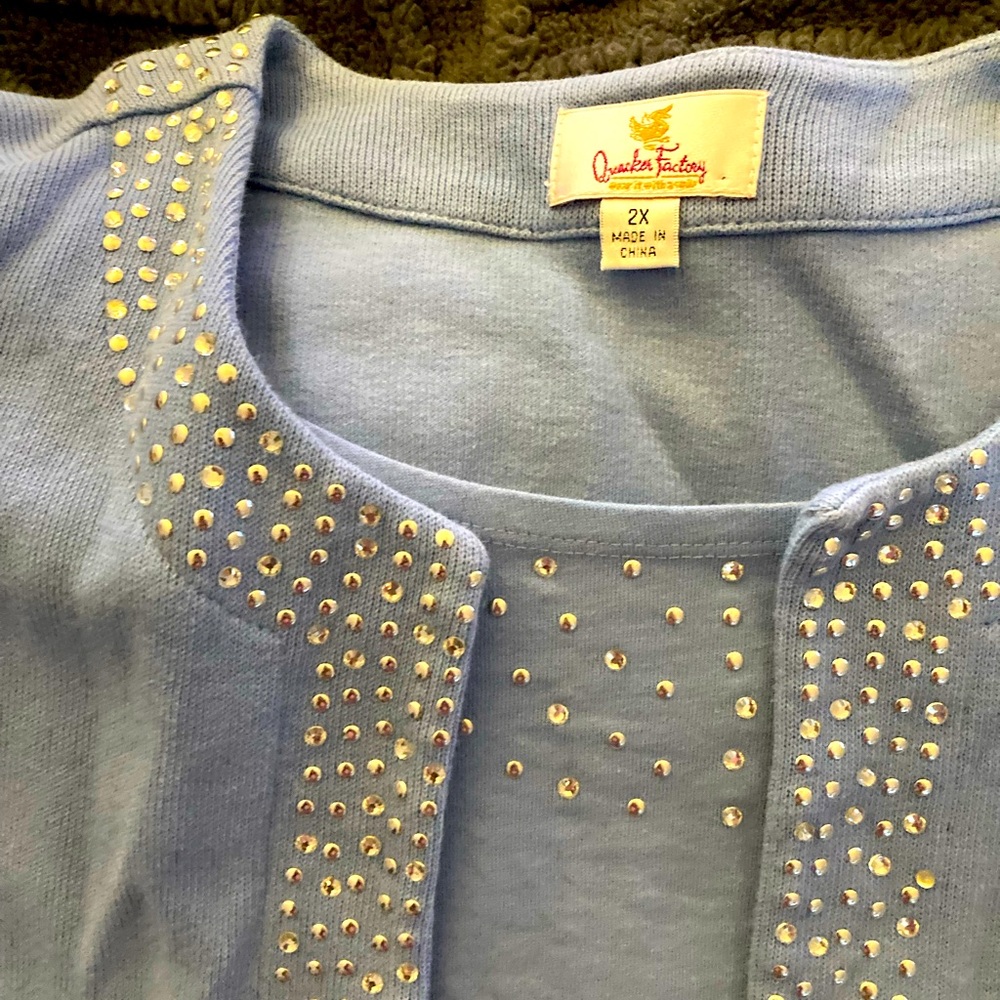 Quacker factory sweater with jeweled neckline built in tank